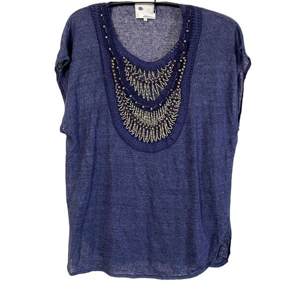 3.1 Phillip Lim Oversized 100% Linen Beaded Neckline Tunic Sz L - Picture 1 of 12